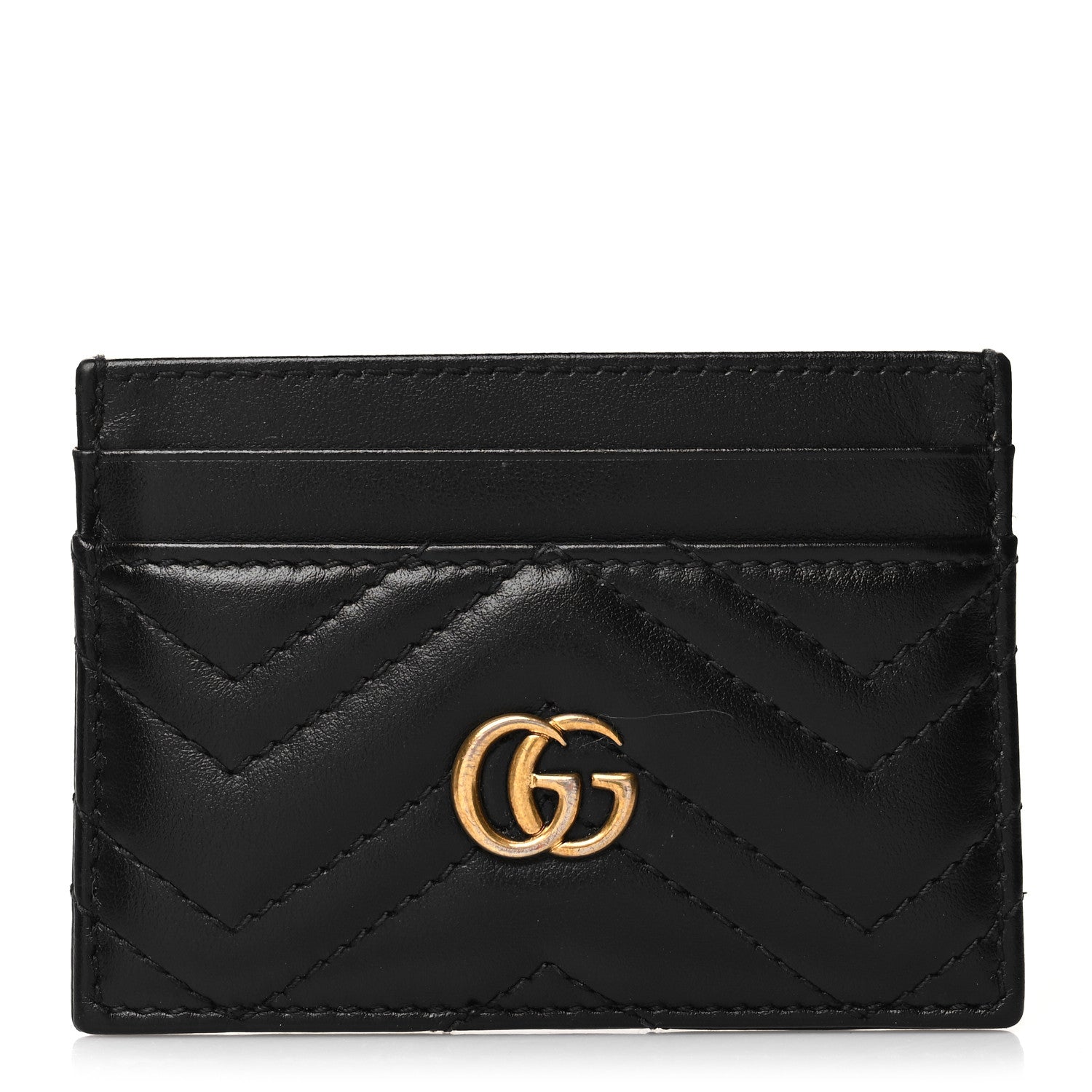 Gucci Calfskin Matelasse GG Marmont Card Holder Black 1 of 9