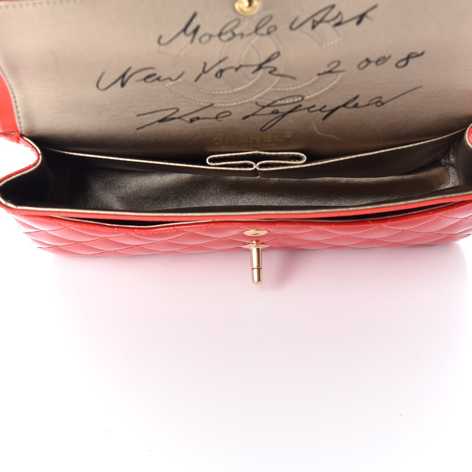Chanel Patent Quilted Medium Mobile Art Double Flap Red 7 of 11