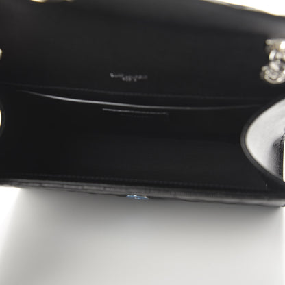 Saint Laurent Grain De Poudre Textured Mixed Matelasse Triquilt Medium Monogram Satchel Black 5 of 10