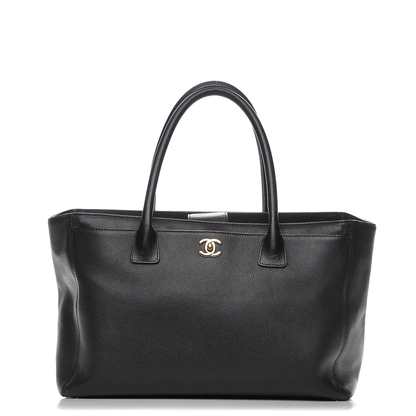 Calfskin Cerf Executive Shopper Tote Black