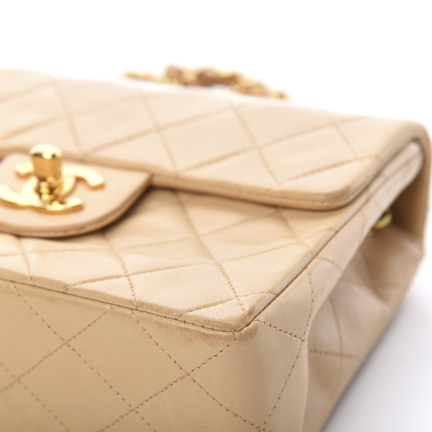 Chanel Lambskin Quilted Mini Square Flap Beige 16 of 18
