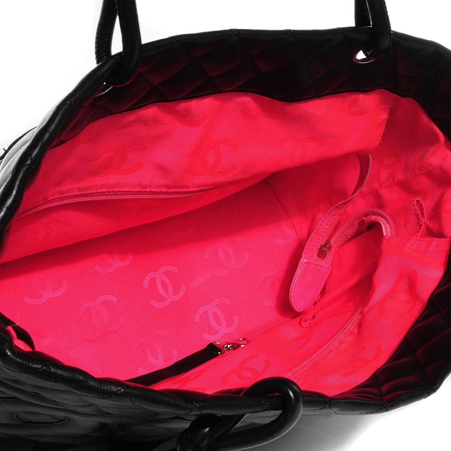 Calfskin Quilted Cambon Large Tote Black