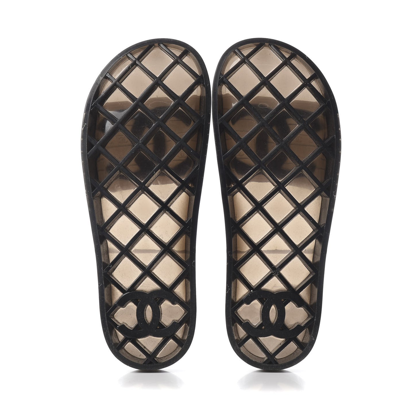 PVC CC Flat Slide Sandals 38 Black