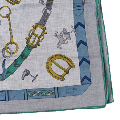 Hermes Cashmere Les Chevaux Dechaines Shawl 140 Gris Chine Menthol 2 of 3