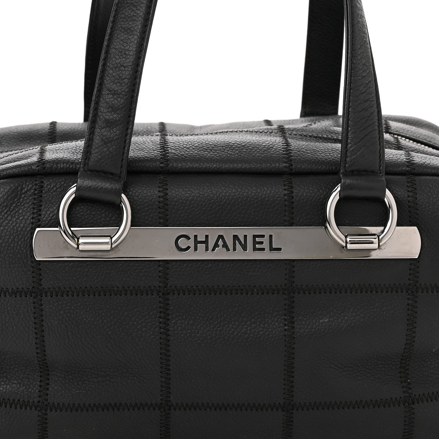 Chanel Caviar Square Stitched Bowler Black 7 of 9