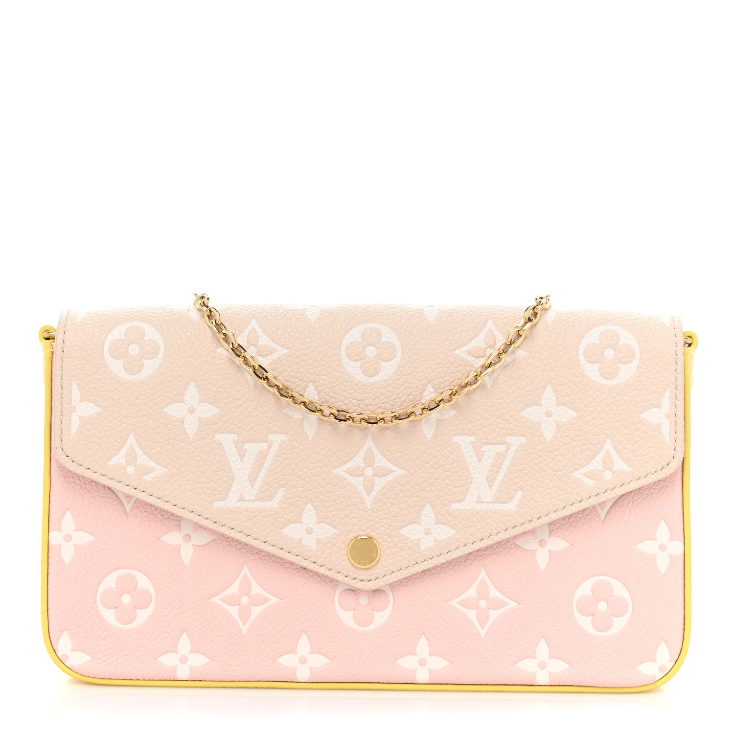 Louis Vuitton Empreinte Spring in the City Felicie Pochette Chain Wallet Pink Beige Yellow 1 of 8