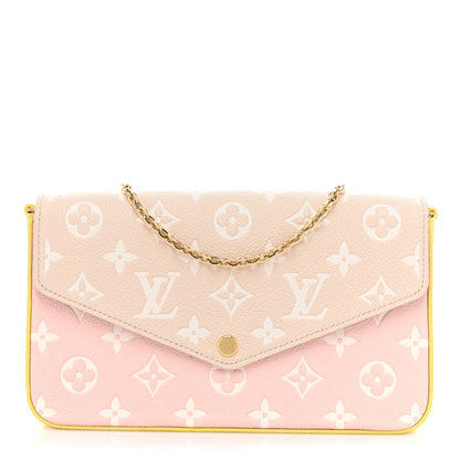 Louis Vuitton Empreinte Spring in the City Felicie Pochette Chain Wallet Pink Beige Yellow 1 of 8