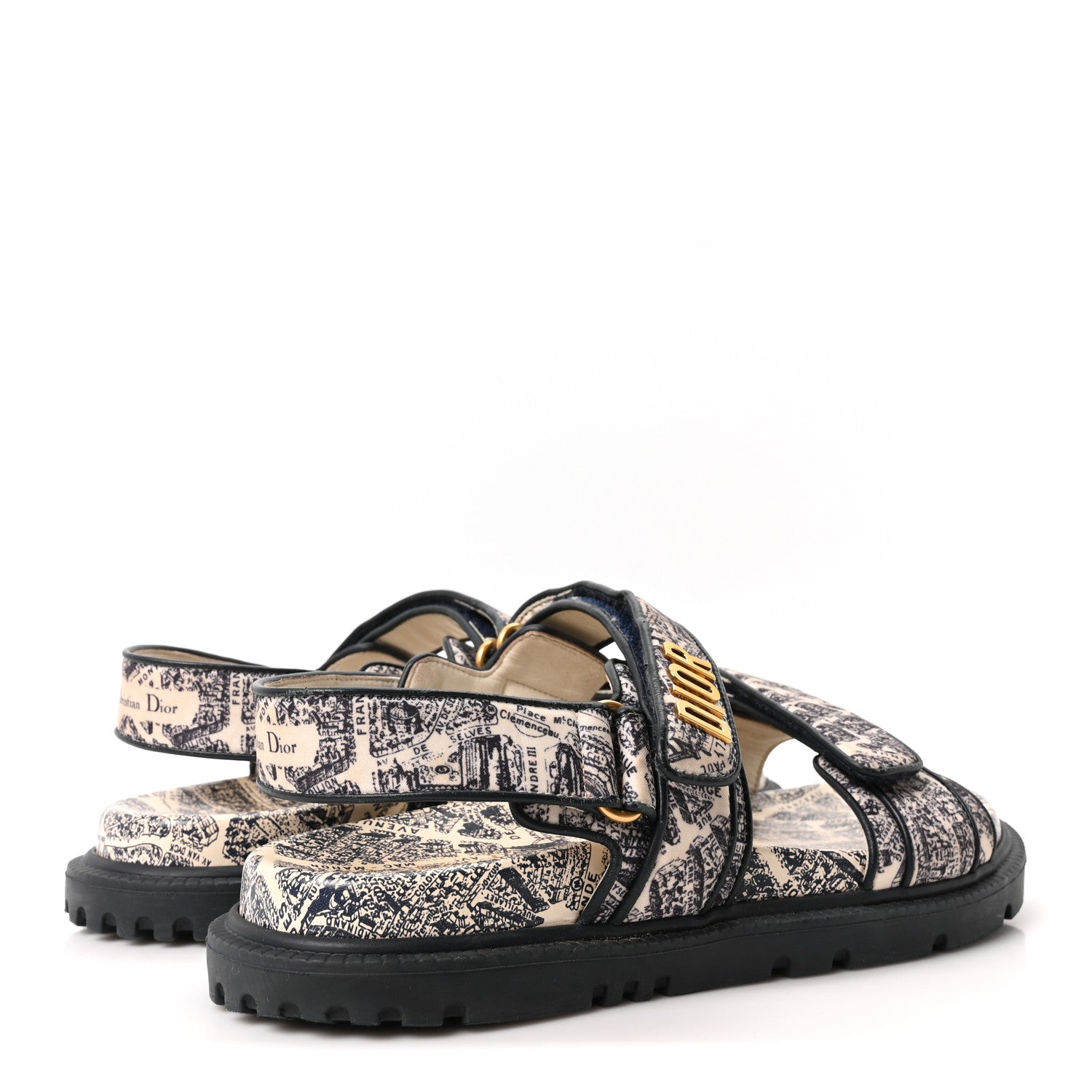 Christian Dior Technical Fabric Plan De Paris Dioract Sandals 38.5 Blue White 5 of 8