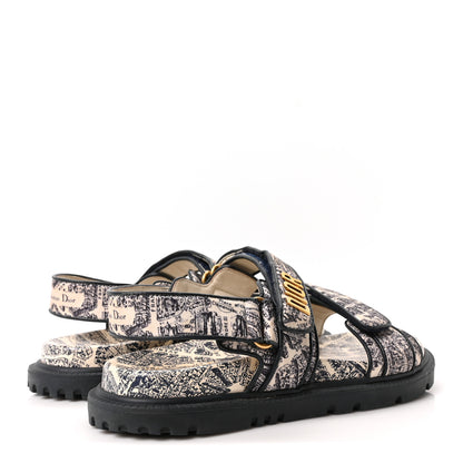 Christian Dior Technical Fabric Plan De Paris Dioract Sandals 38.5 Blue White 5 of 8