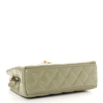 Chanel Shiny Aged Calfskin Quilted Nano Kelly Shopper Khaki 4 of 11