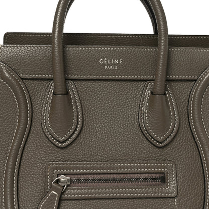 Celine Drummed Calfskin Nano Luggage Souris 6 of 8