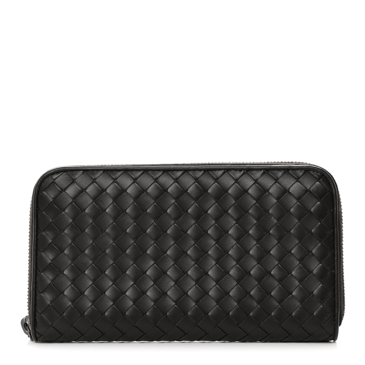Bottega Veneta Nappa Intrecciato Zip Around Wallet Ebano 1 of 8