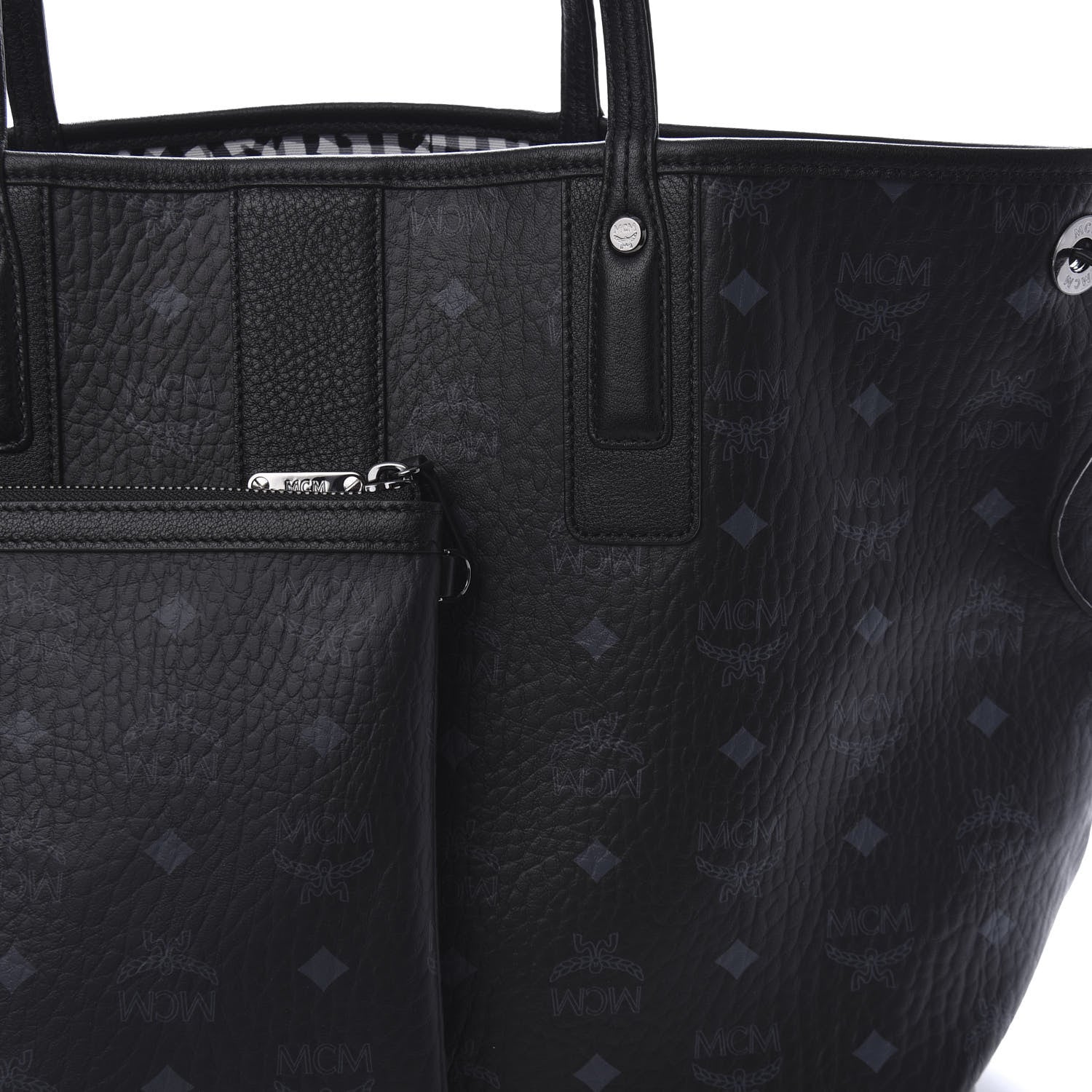 MCM Visetos Medium Liz Reversible Shopper Tote Black 8 of 15