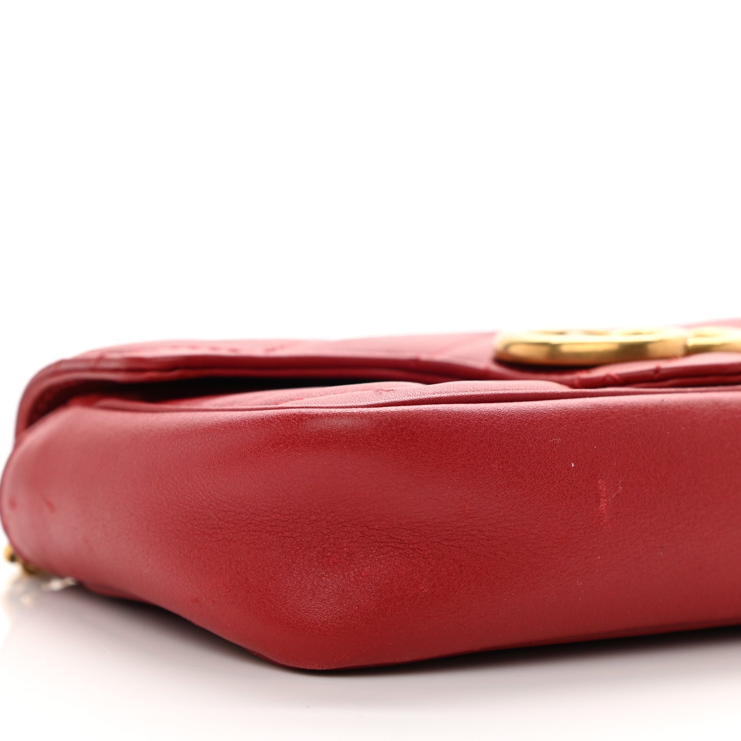 Calfskin Matelasse Super Mini GG Marmont Shoulder Bag Hibiscus Red