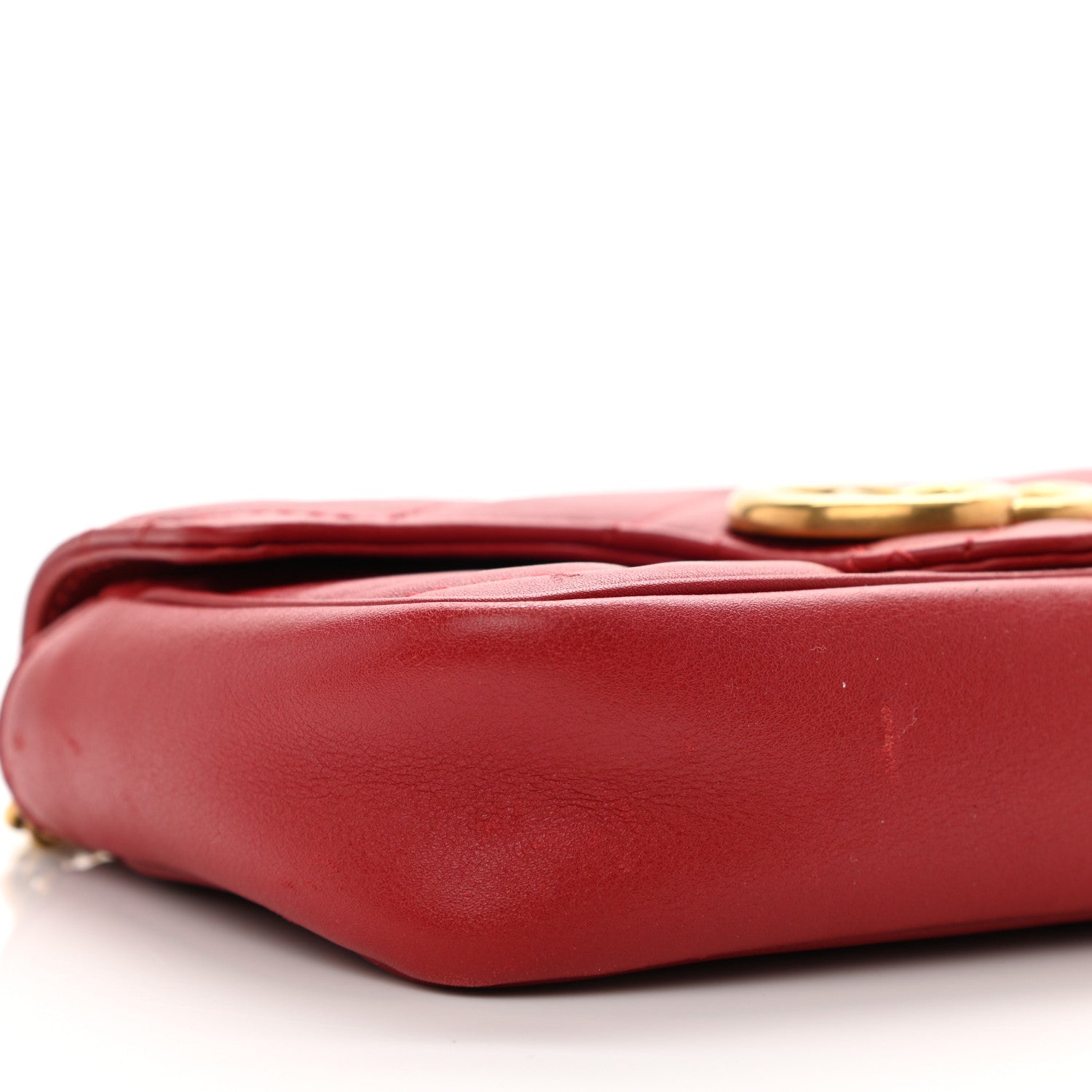 Gucci Calfskin Matelasse Super Mini GG Marmont Shoulder Bag Hibiscus Red 9 of 11