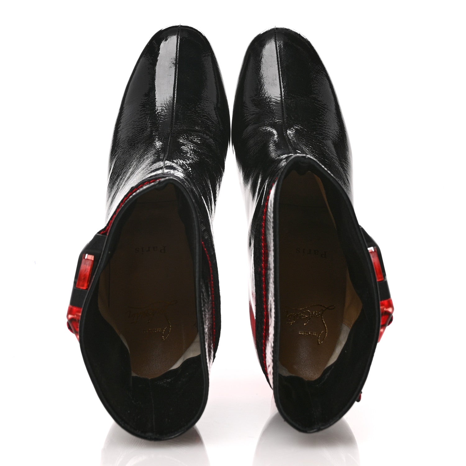 Christian Louboutin Patent Vogue Plexi Telesiege 85 Ankle Boots 38.5 Black Loubi Transparent 2 of 10