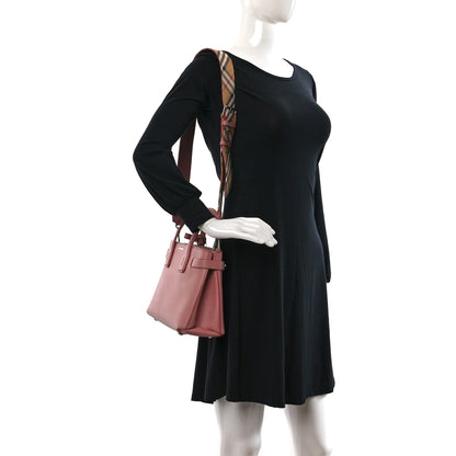 Burberry Grainy Calfskin House Check Small Banner Tote Dusty Rose 2 of 9