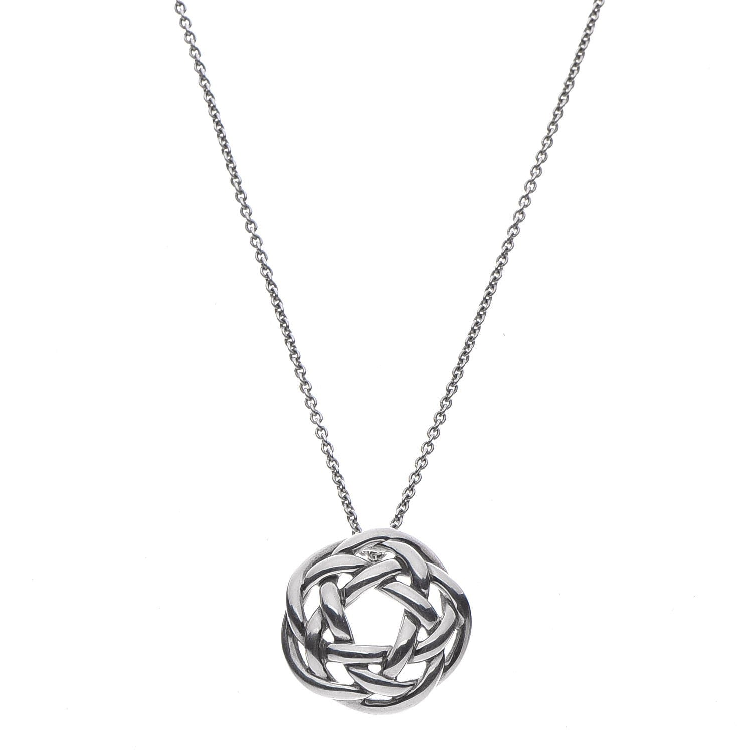 Tiffany Sterling Silver Love Knot Pendant Necklace 1 of 7