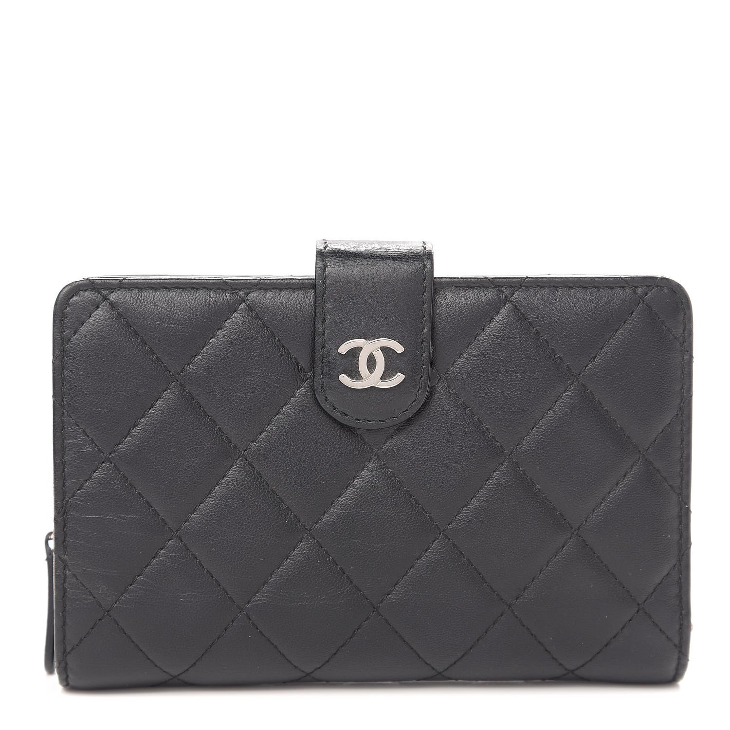 Chanel Lambskin Quilted Zipped Pocket Wallet Black 1 of 9