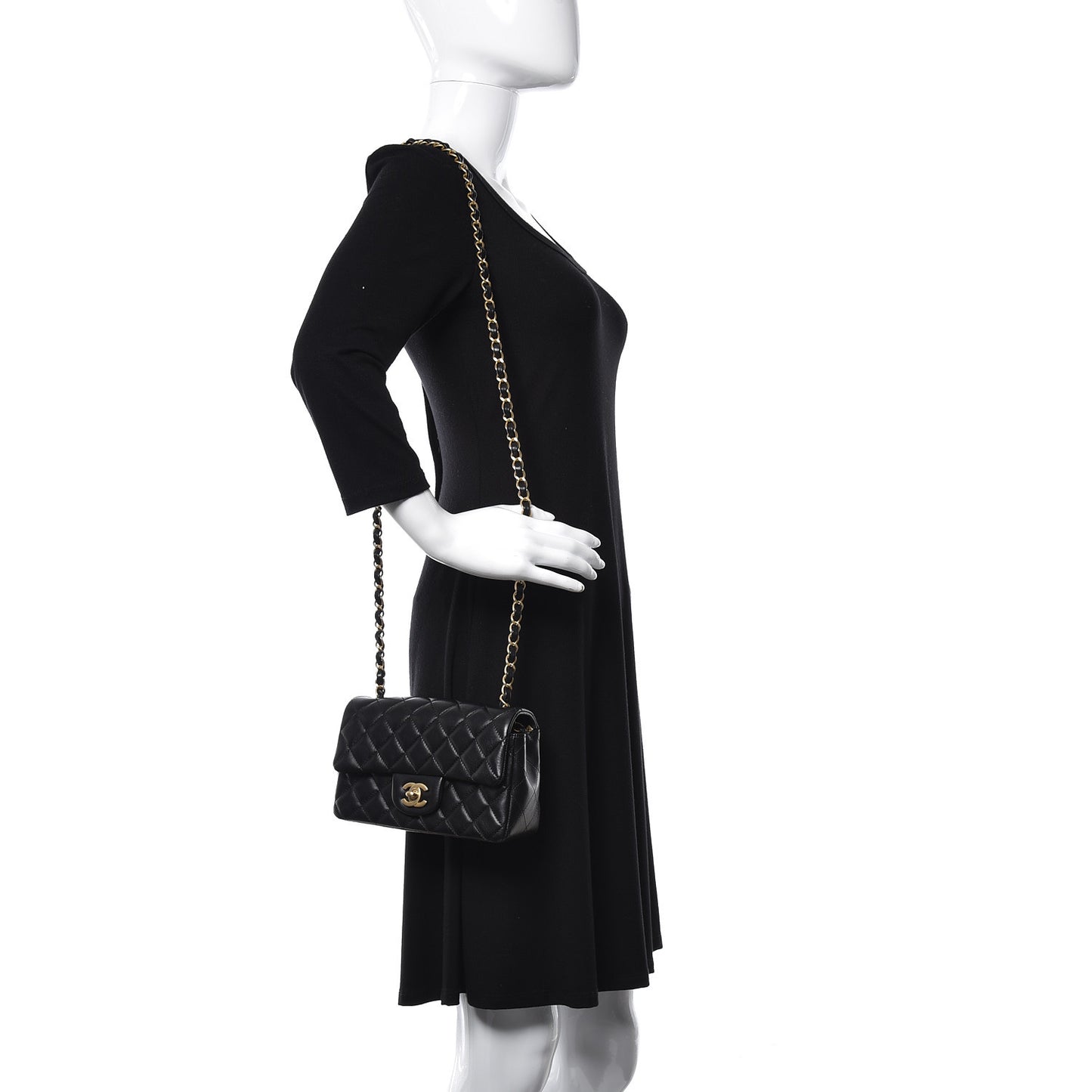 Lambskin Quilted Mini Rectangular Flap Black