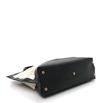 Saint Laurent Calfskin Linen Two Tone Cabas Tote Black 4 of 12