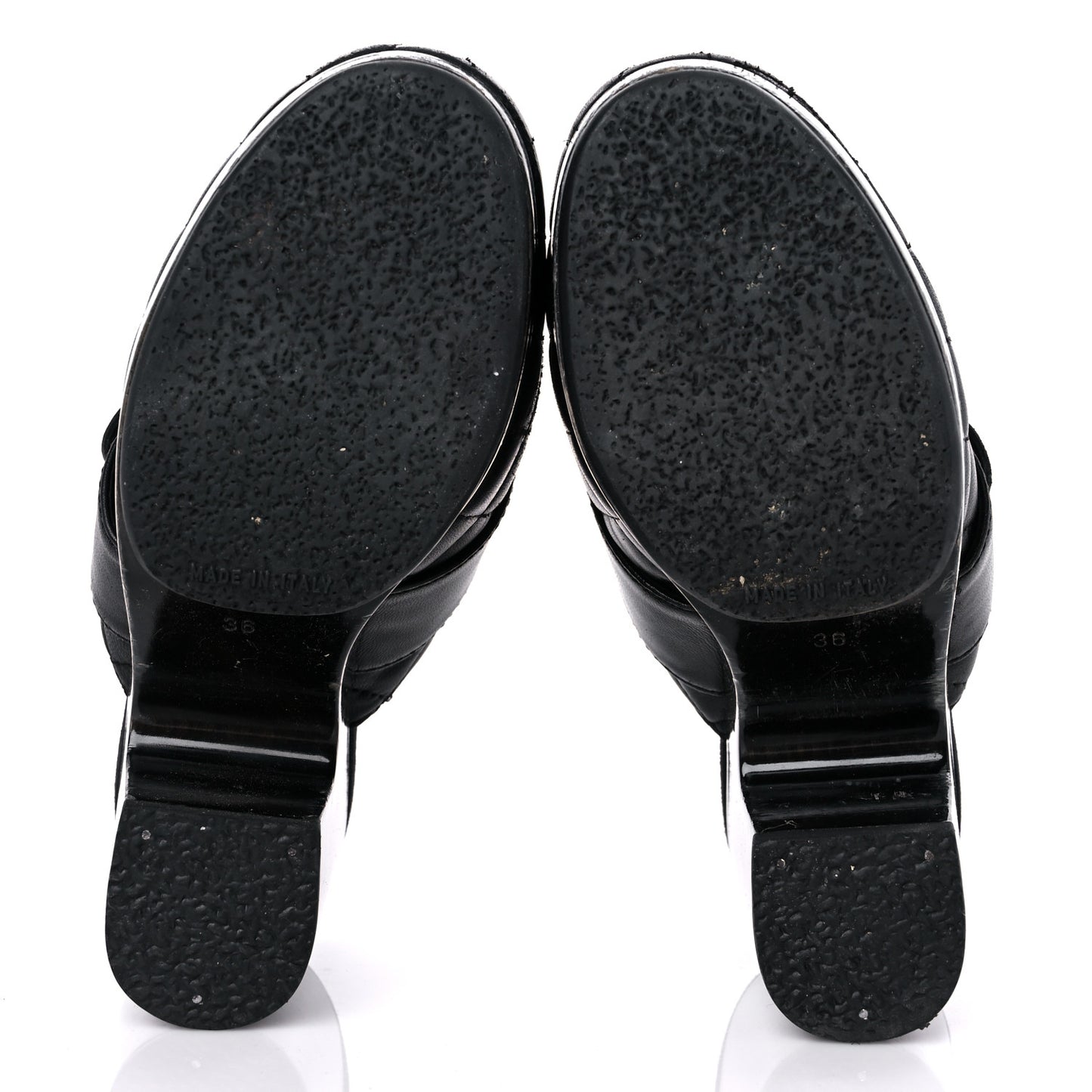 Lambskin Quilted CC Turn Lock Clogs 36 Black