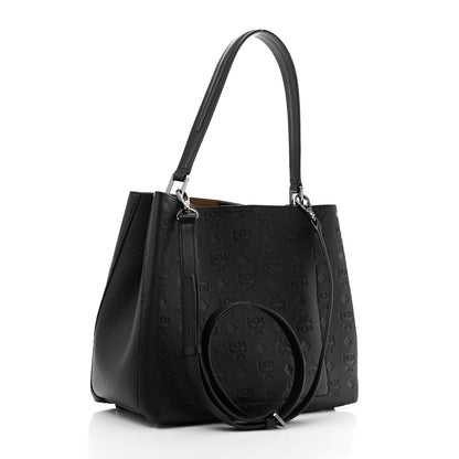 MCM Calfskin Ottomar Monogram Sarah Convertible Hobo Black 3 of 13