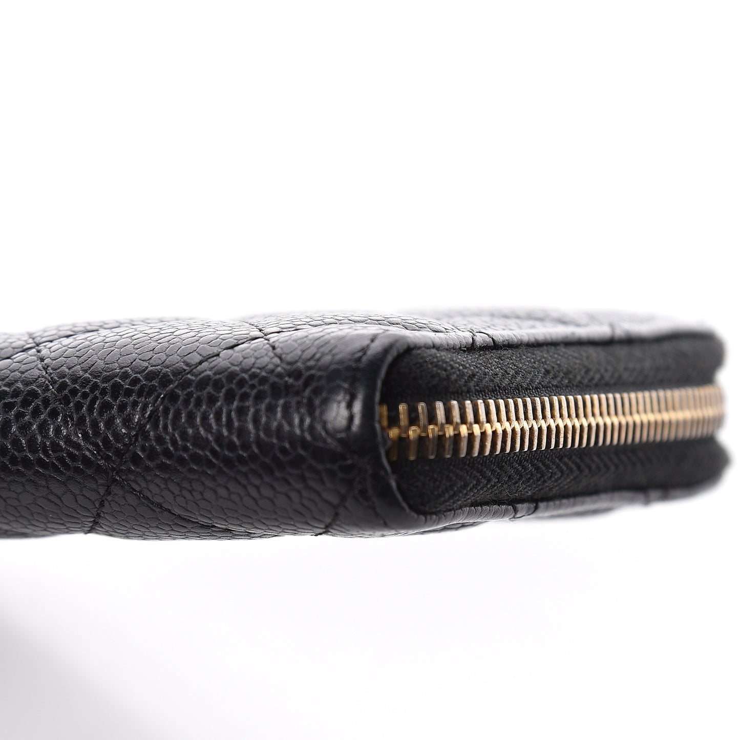 Caviar Quilted Large Gusset Zip Around Wallet Black