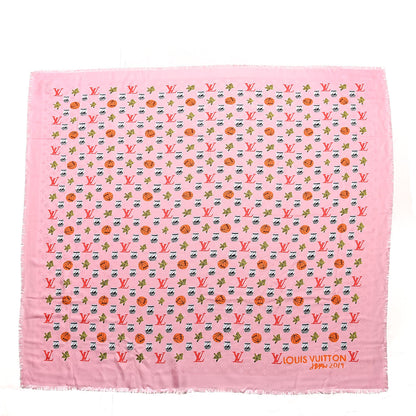 Louis Vuitton Jonas Wood Silk Wool Monogram Stole Pink 1 of 5