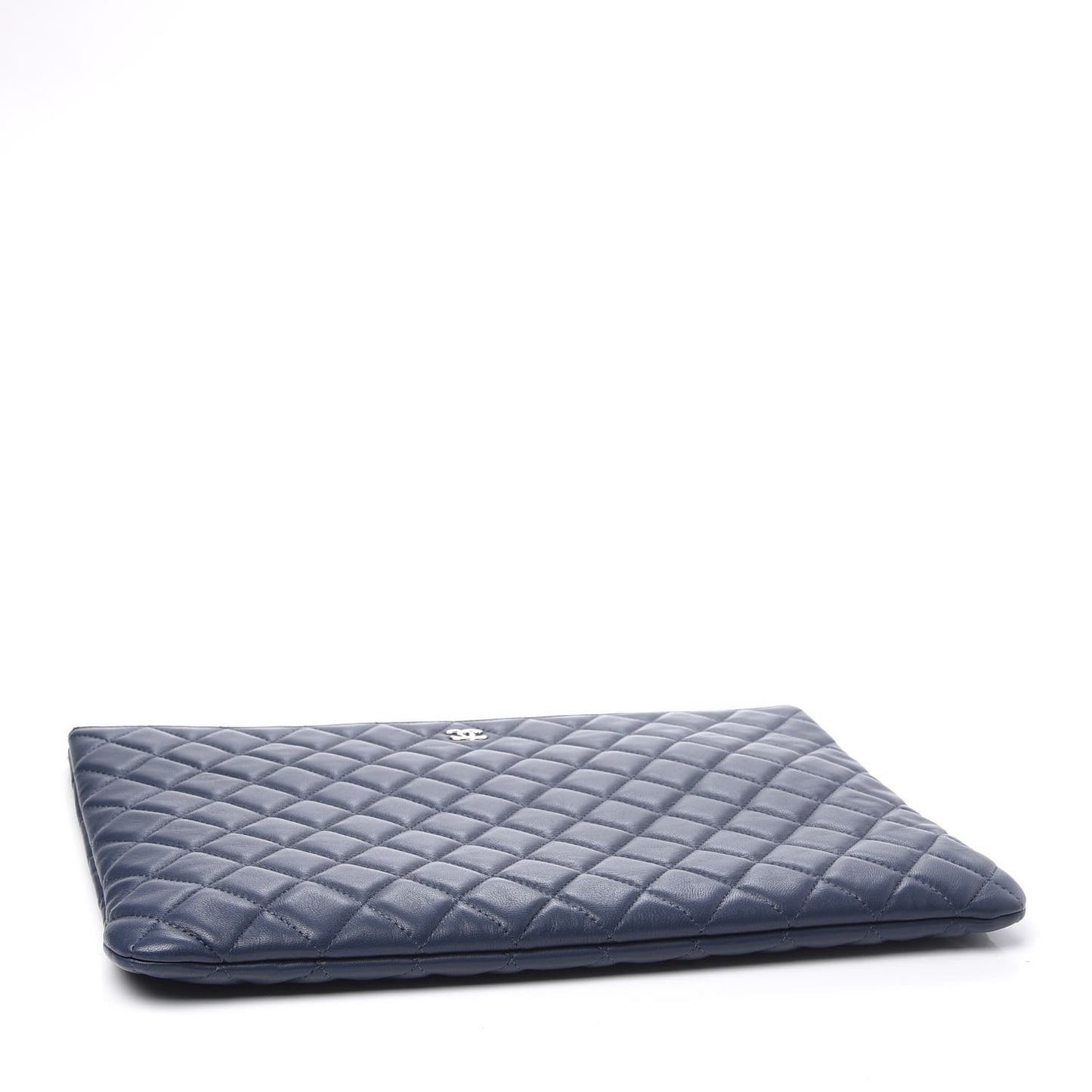 Lambskin Quilted Large Cosmetic Case Navy