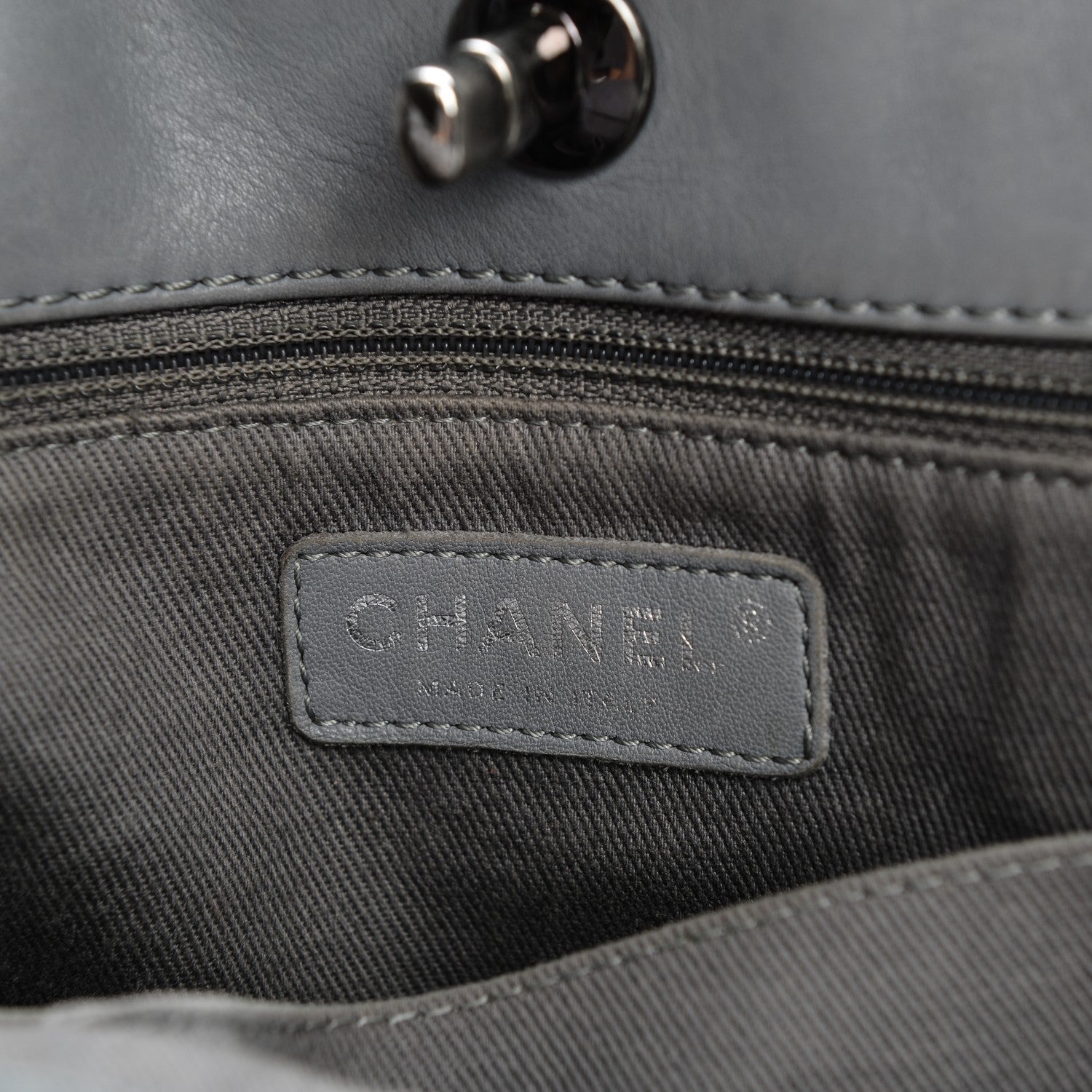 Chanel Calfskin Quilted Large Shopping In Chains Tote Light Grey 6 of 10