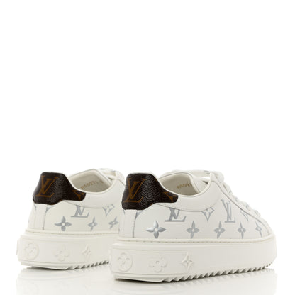 Louis Vuitton Calfskin Monogram Debossed Time Out Sneakers 36 White Silver 4 of 10