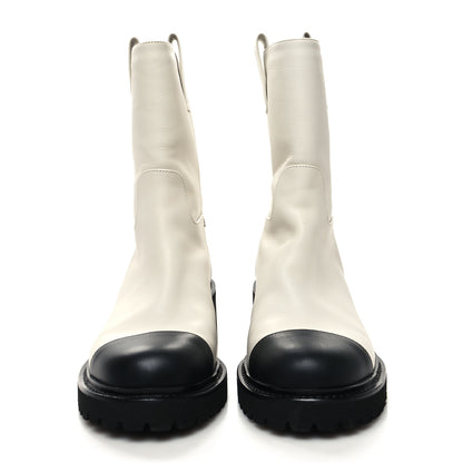 Chanel Calfskin CC Ankle Boots 37 White Black 2 of 8