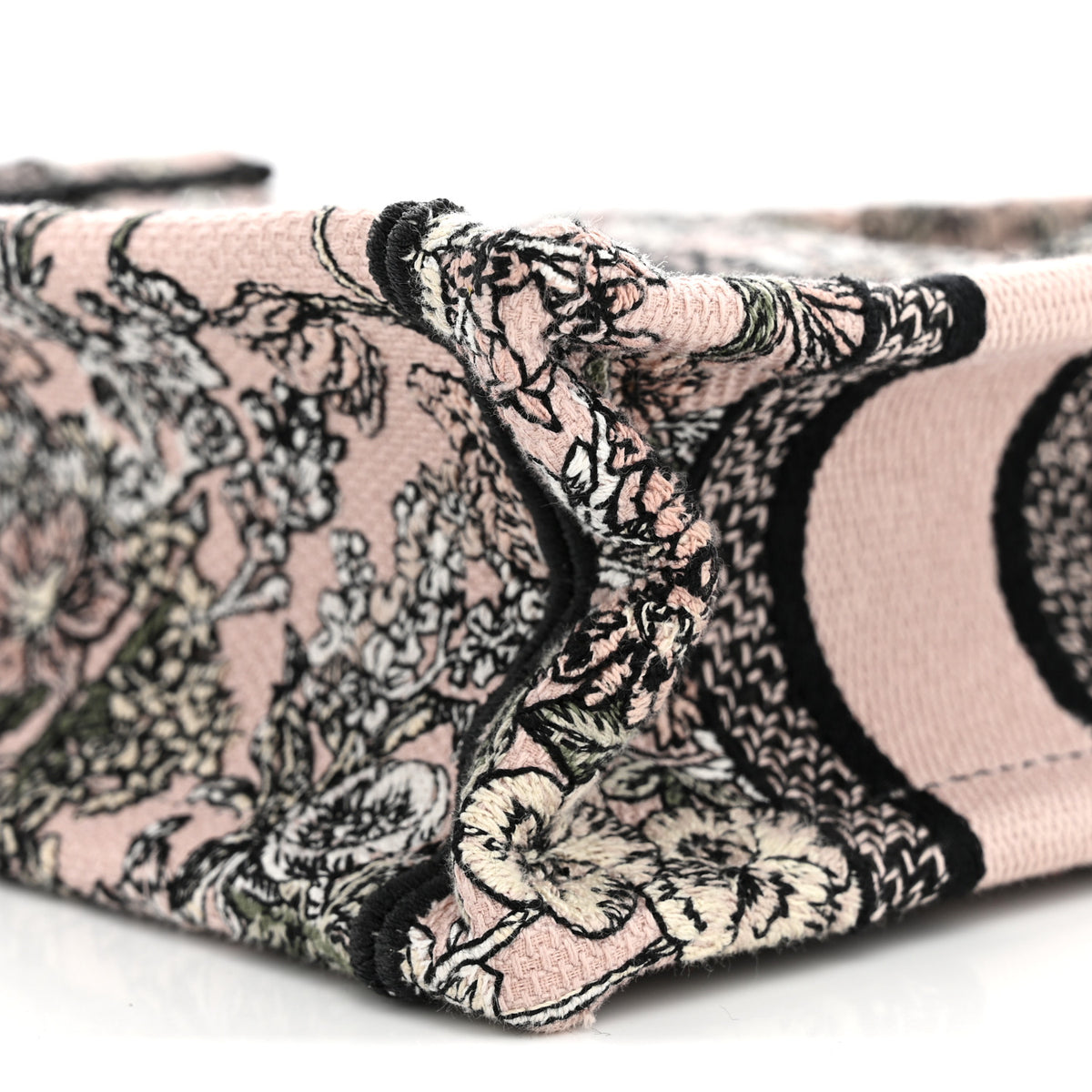 Canvas Embroidered Mini Book Tote With Strap Pink Multicolor