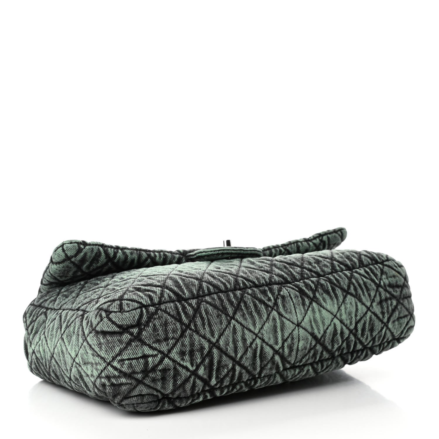 Chanel Denim Quilted Denimpression Flap Green Black 3 of 4