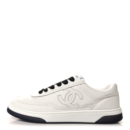 Chanel Calfskin CC Womens Sneakers 38 White Black 1 of 9