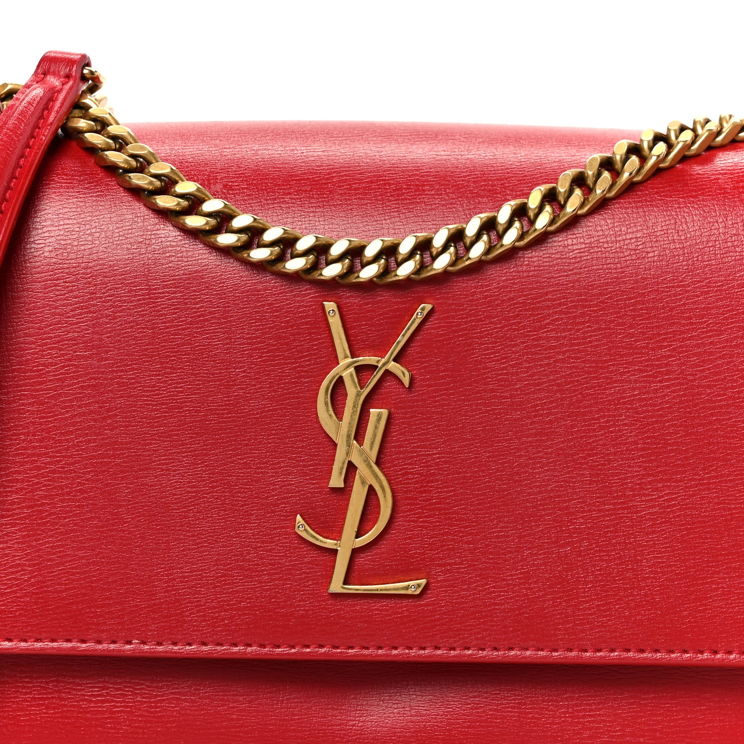 Saint Laurent Calfskin Medium Monogram Sunset Rouge Eros 10 of 12