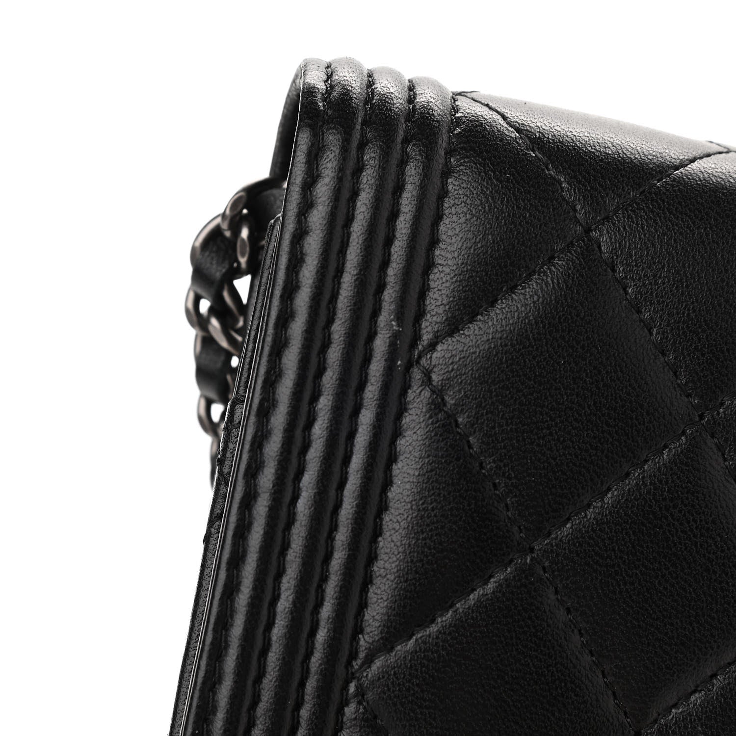 Chanel Lambskin Quilted Boy Wallet On Chain WOC Black 13 of 15