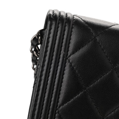 Chanel Lambskin Quilted Boy Wallet On Chain WOC Black 13 of 15
