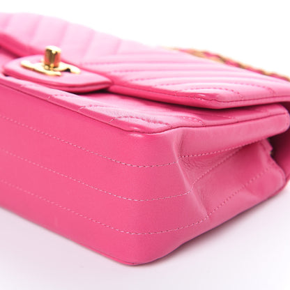 Chanel Lambskin Chevron Quilted Mini Rectangular Flap Pink 9 of 12