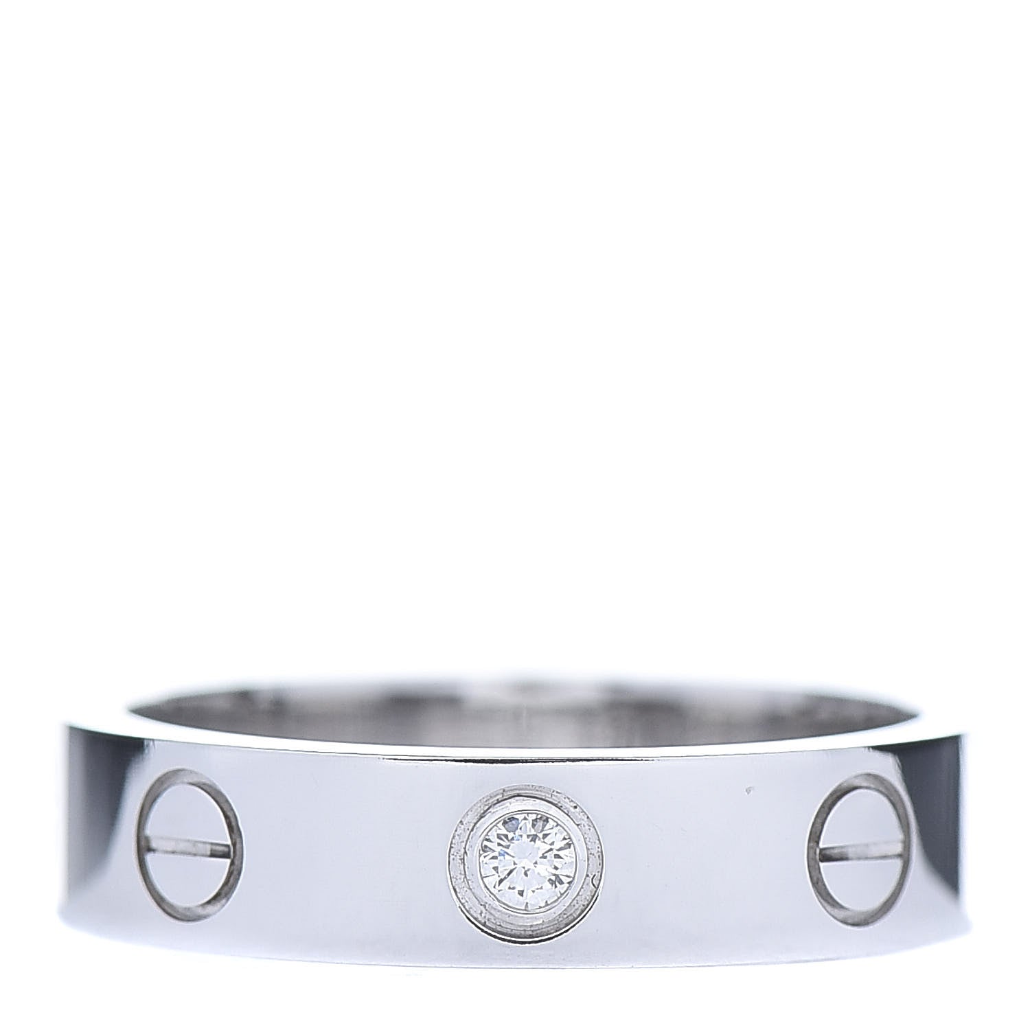 Cartier 18K White Gold Diamond 4mm LOVE Wedding Band Ring 48 4.5 1 of 5