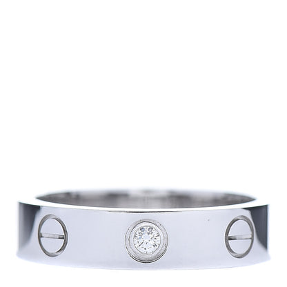 Cartier 18K White Gold Diamond 4mm LOVE Wedding Band Ring 48 4.5 1 of 5