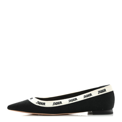 Christian Dior Fabric Ribbon Embroidered J'Adior Ballet Flats 37.5 Black 1 of 8