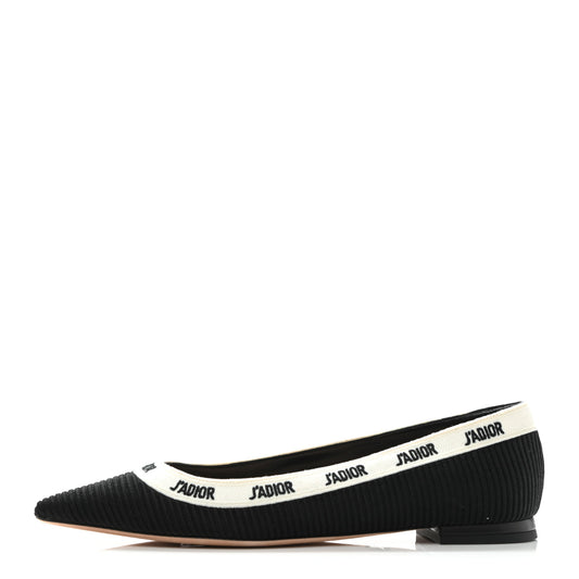 Fabric Ribbon Embroidered J'Adior Ballet Flats 37.5 Black