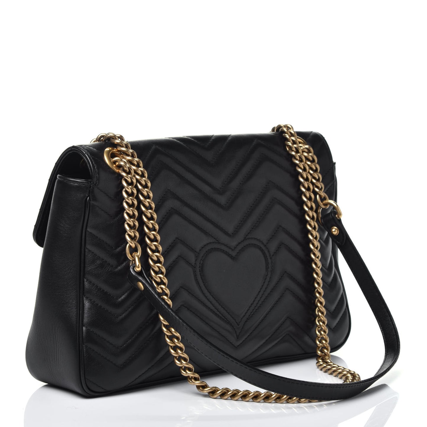 Calfskin Matelasse Medium GG Marmont Shoulder Bag Black