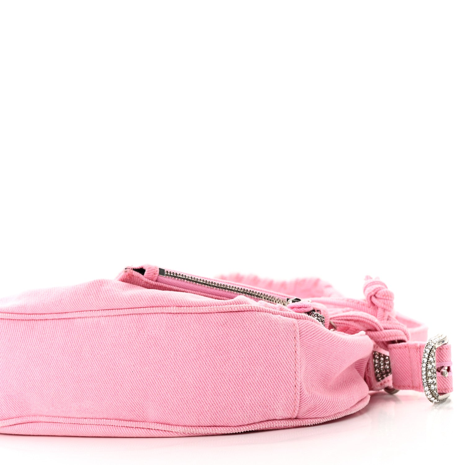 Balenciaga Washed Frayed Denim Crystal Le Cagole Shoulder Bag XS Denim Pink 10 of 10
