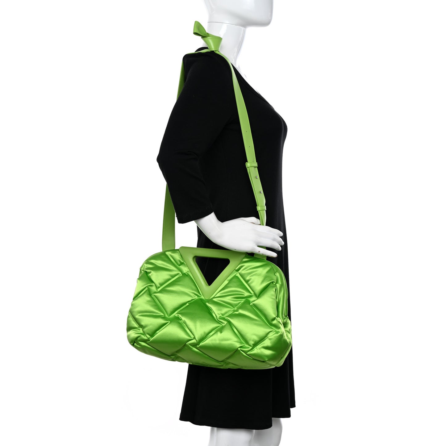 Satin Intrecciato The Point Triangle Bag Green