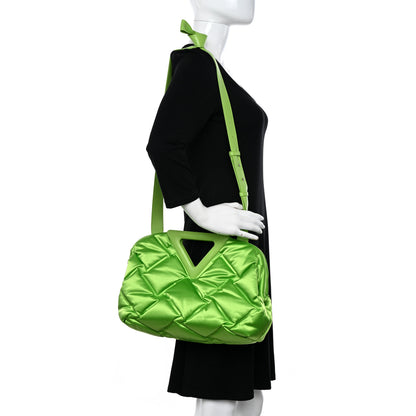 Bottega Veneta Satin Intrecciato The Point Triangle Bag Green 2 of 11