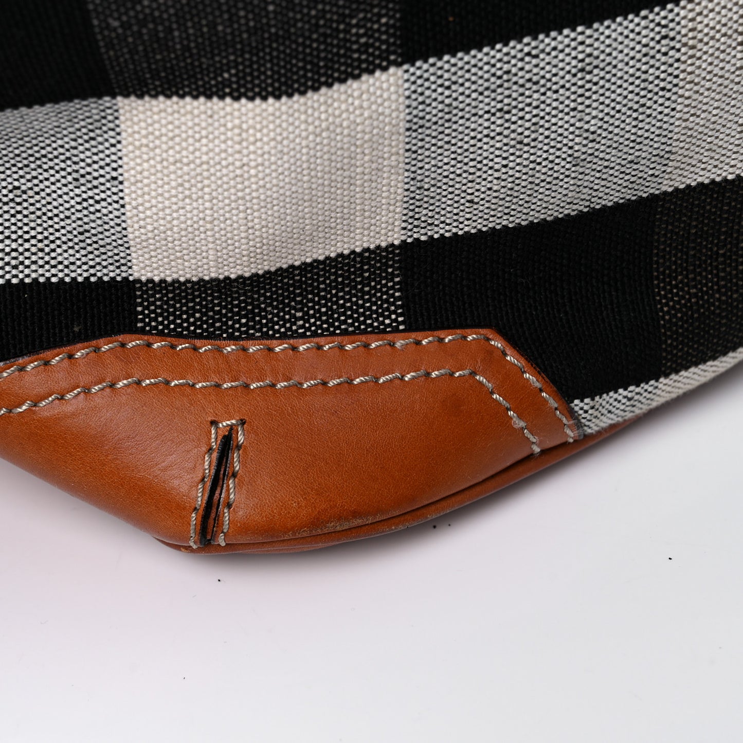 Canvas Mega Check Traveler Tote Dark Tan