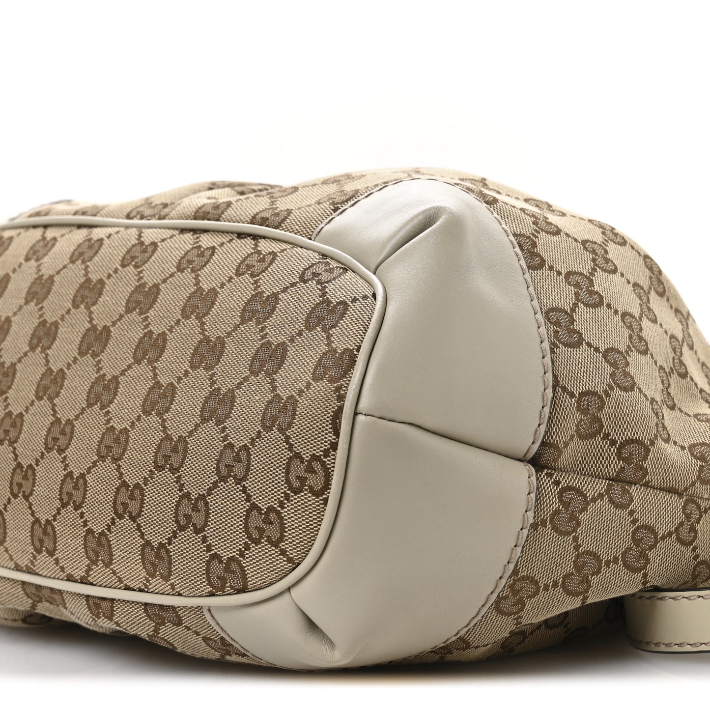 Monogram Margaux Calfskin Medium Sukey Top Handle Bag Beige Ebony Mystic White